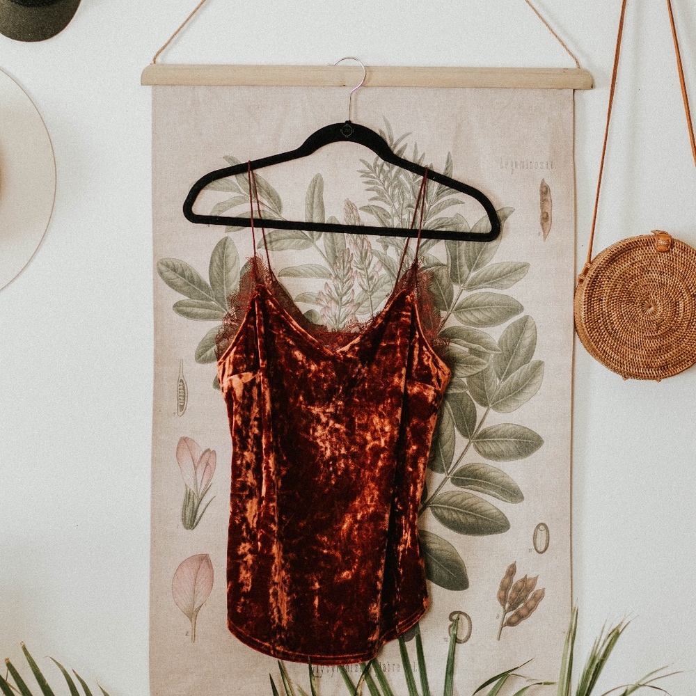Burnt Orange Velvet Tank Top